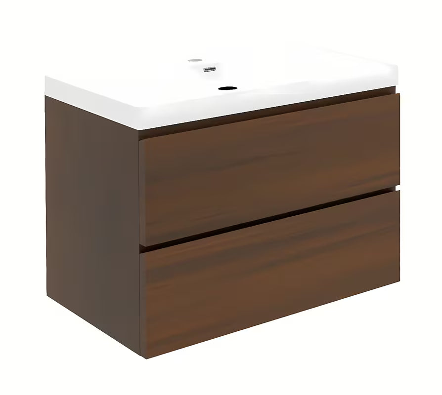 Viseća kupaonski ormarić s keramičkim umivaonikom SAT B-Way u dekoru oraha s mat površinom