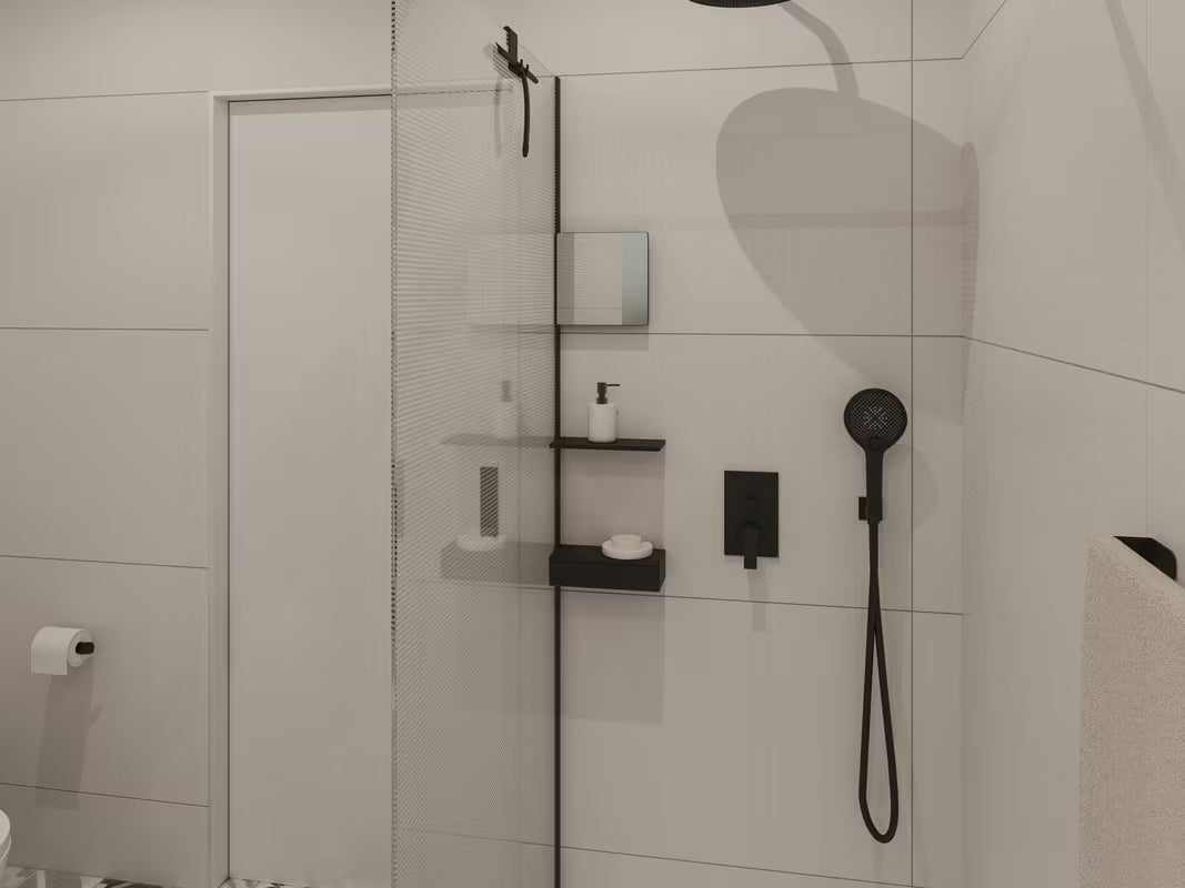 Podžbukni tuš sustav SAT B-Way u crnoj boji s dvije funkcije i ručicom.