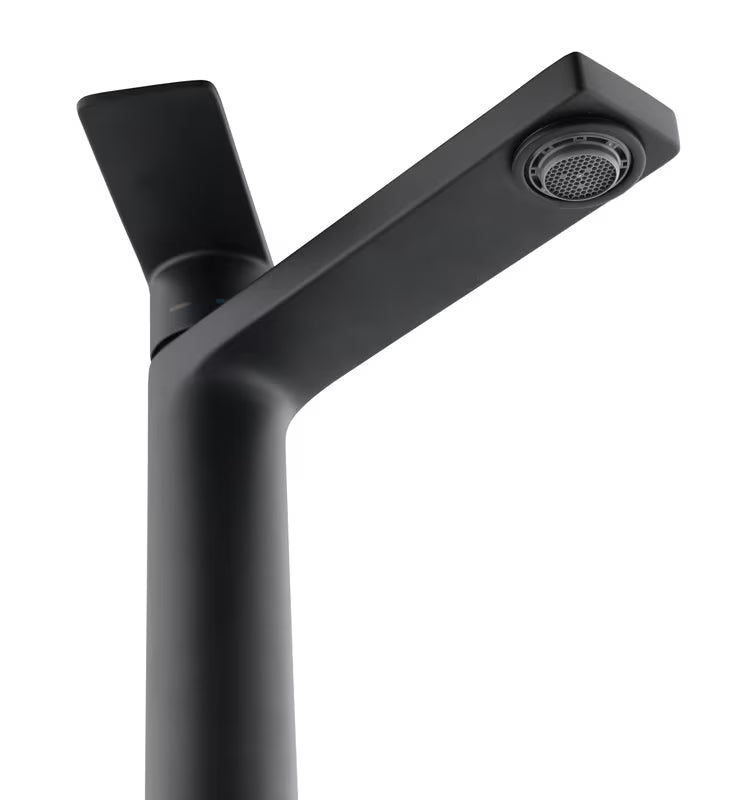 Stojeća miješalica za umivaonik SAT B-Way u mat crnoj boji s ručicom za upravljanje bez odvoda.