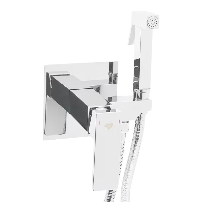 SAT Chrome podžbukna miješalica za bide u krom izvedbi s bide tušem i crijevom za tuš