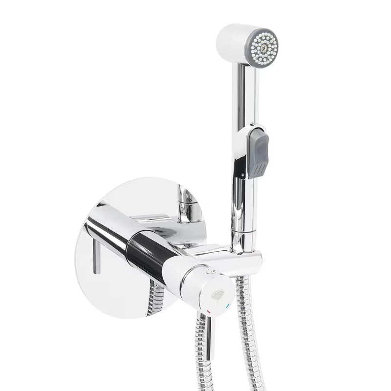 SAT Chrome podžbukna miješalica za bide u krom izvedbi s bide tušem i crijevom za tuš