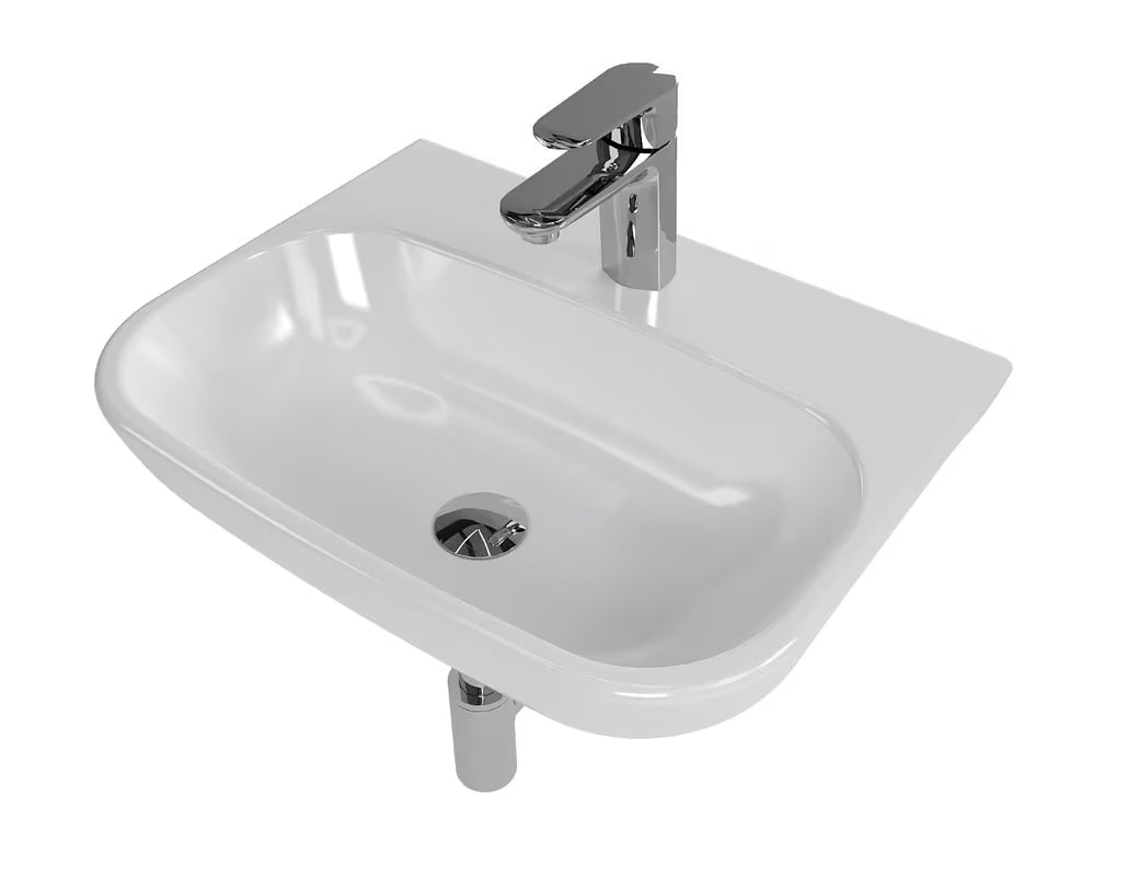 SAT Brevis kupaonski set s bijelim umivaonikom 50x38 cm i kromiranom slavinom s priborom