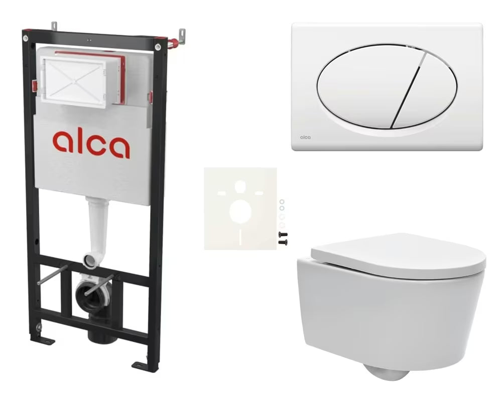 Viseći WC set SAT Brevis s ugradbenim modulom, tipkom za ispiranje i sjedalom soft Close