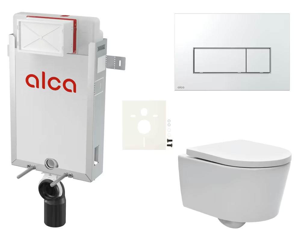 Viseći WC set SAT Brevis s podžbuknim modulom Alca i duroplast daskom soft Close