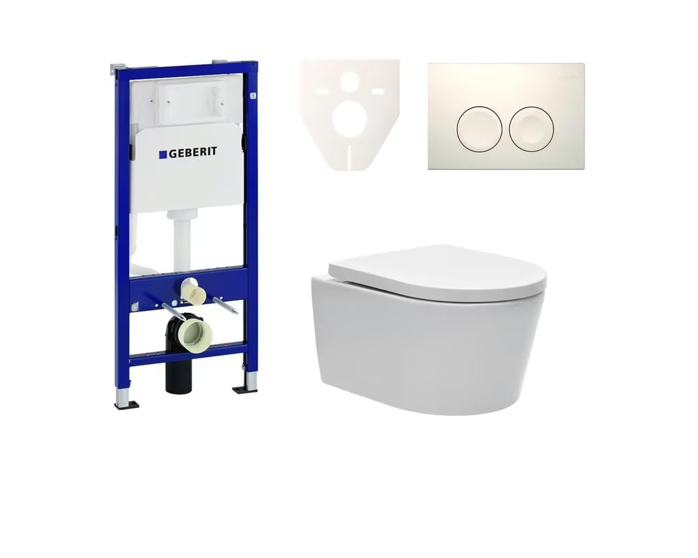 Viseći WC set SAT Brevis s podžbuknim modulom Geberit Duofix, tipkom za ispiranje i daskom soft Close