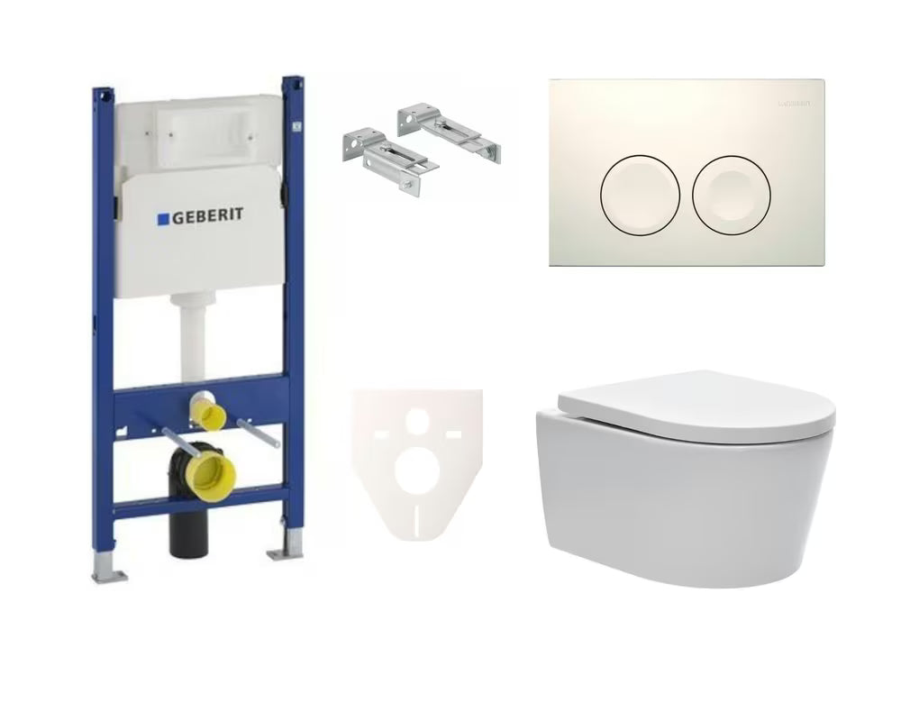 Viseći WC set SAT Brevis s ugradbenim vodokotlićem Geberit i tipkom za ispiranje