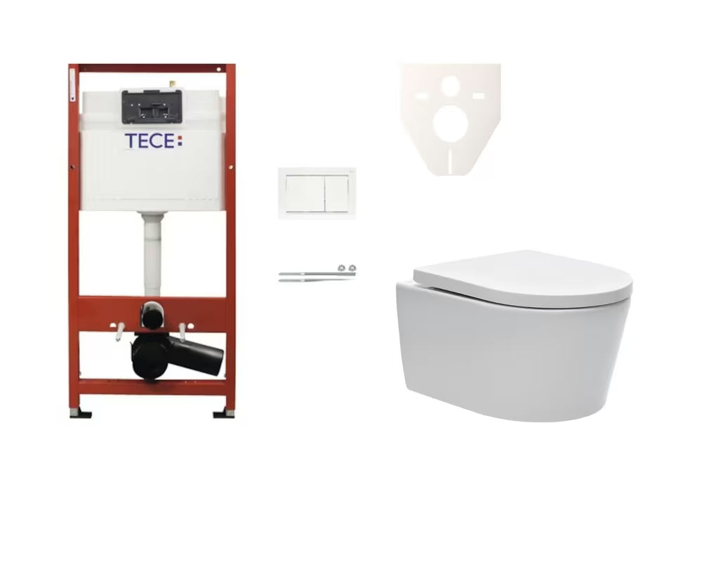 Viseći WC set SAT Brevis s ugradbenim vodokotlićem TECEbase i tipkom za ispiranje