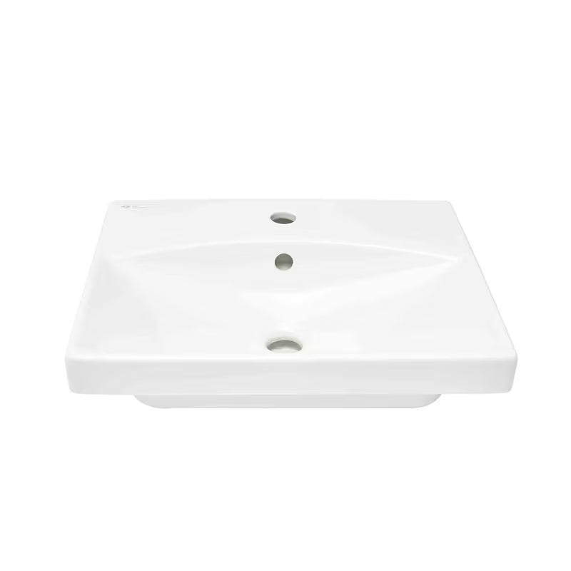 Bijeli viseće keramički umivaonik SAT Brevis 50,5x40 cm s preljevom i otvorom pro za slavinu u sredini