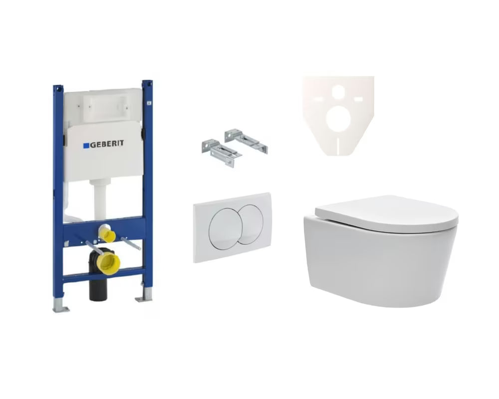 Viseći WC set SAT Brevis s podžbuknim vodokotlićem Geberit Delta i tipkom za ispiranje