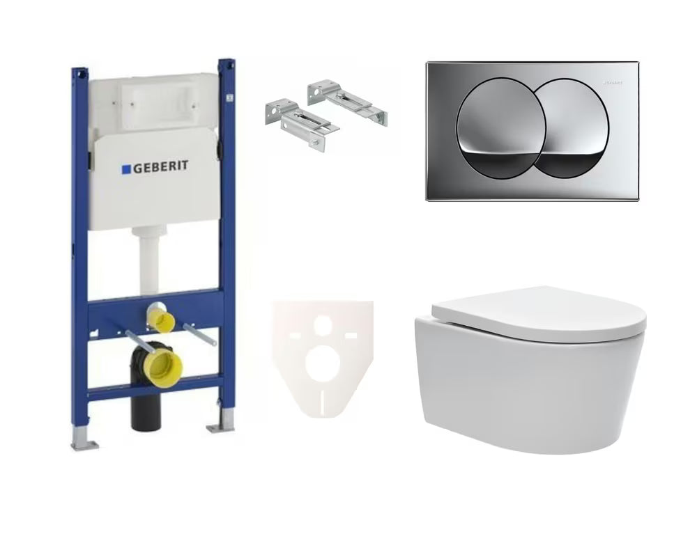 Viseći WC set SAT Brevis s ugradbenim modulom Geberit i sjedalom s funkcijama soft Close i EasyLock