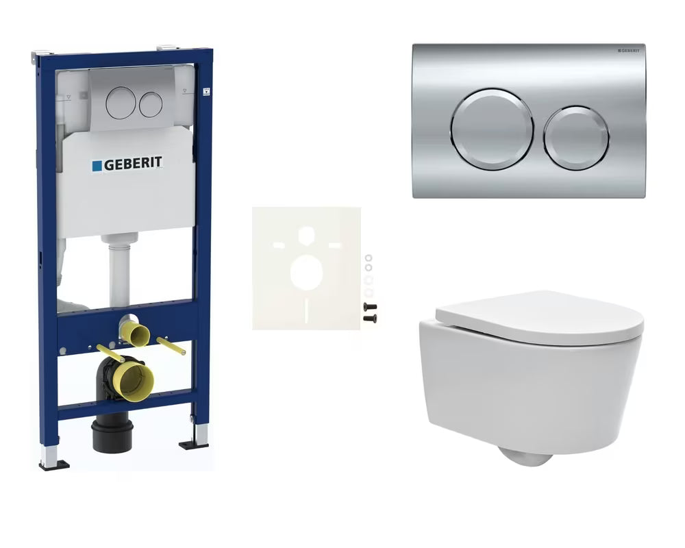 Viseći WC set SAT Brevis s modulom Geberit Duofix, vodokotlićem i tipkom za ispiranje Delta