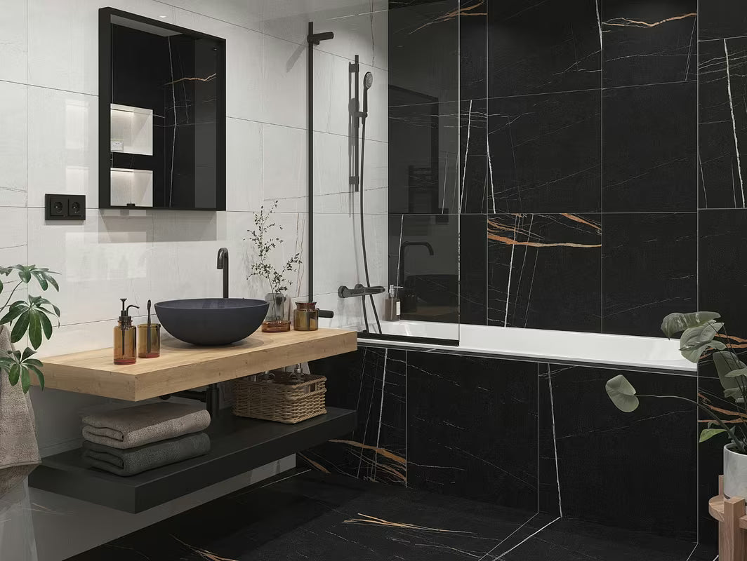 Antracitni betonski umivaonik na ploču SAT Cemento 42x42 cm s tankim stijenkama