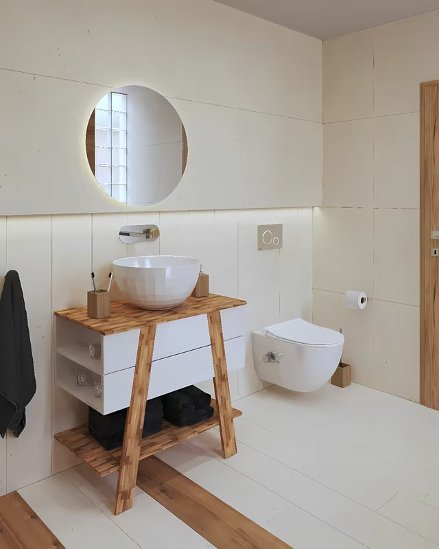 Bijeli umivaonik na ploču SAT Costa 42x42 cm s glatkom površinom