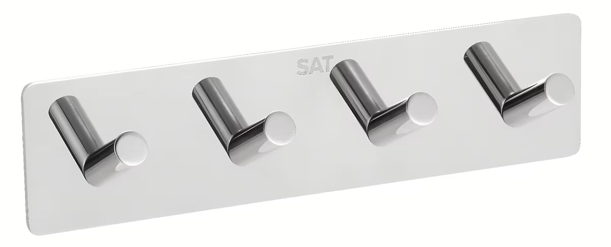 Sjajni samoljepljivi vješalice s 4 kukica SAT Chrome od poliranog nehrđajućeg čelika pro kupaonicu