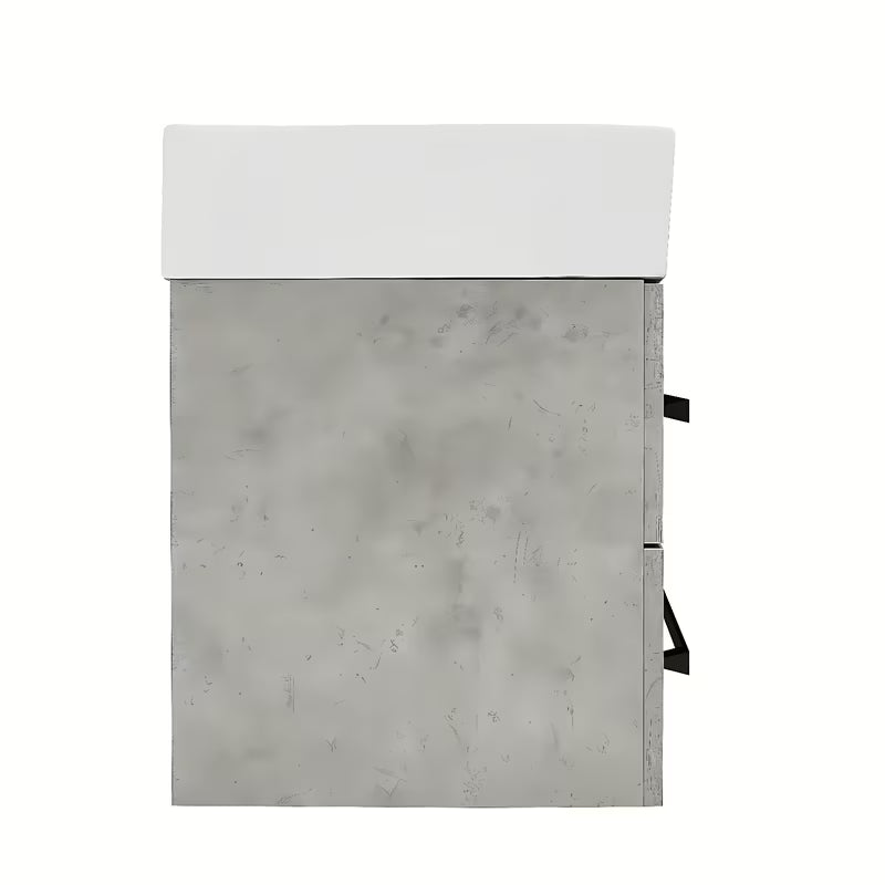 Viseća kupaonski ormarić s keramičkim umivaonikom SAT Cube Way u dekoru betona, 60x46x53 cm.