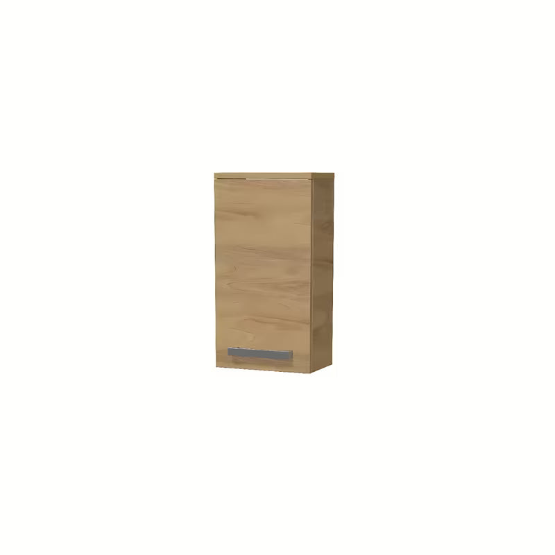 Viseća kupaonski ormarić SAT Cube Way u dekoru hrasta hickory s kromiranim ručkicama