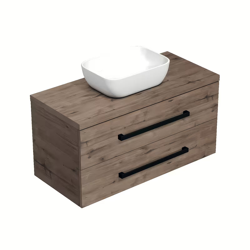 Viseća kupaonski ormarić SAT Cube Way s pokrovnom pločom u dekoru hrasta wellington 100x46x47,5 cm