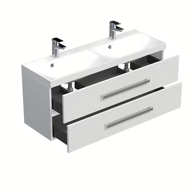 Viseća kupaonski ormarić SAT Cube Way s dvostrukim umivaonikom 120x40 cm u bijeloj boji