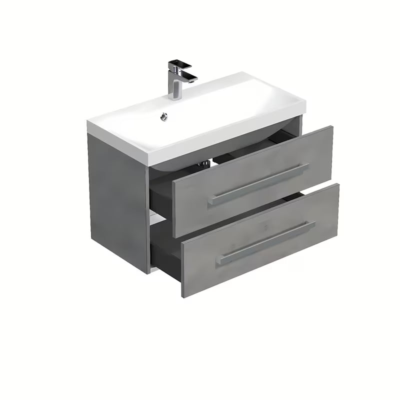 Viseća kupaonski ormarić s umivaonikom SAT Cube Way 80x40x53 cm u dekoru imitacije betona