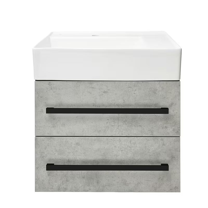 Viseća kupaonski ormarić s keramičkim umivaonikom SAT Cube Way u dekoru betona 60x46x53 cm