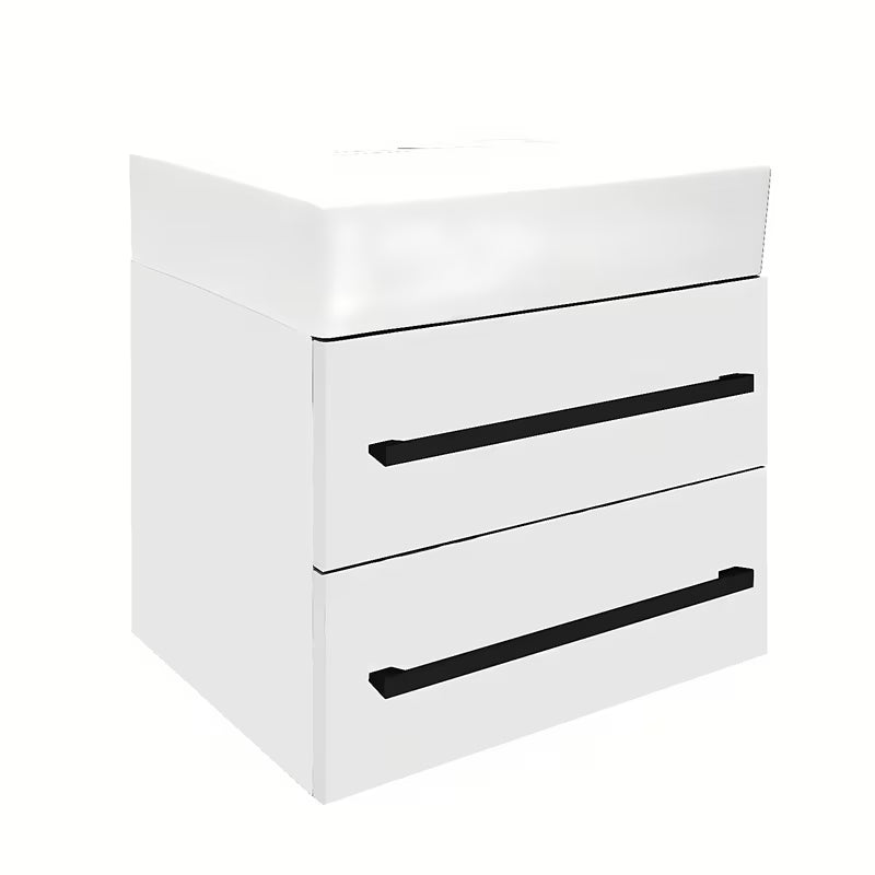 Viseća kupaonski ormarić SAT Cube Way s keramičkim umivaonikom u bijelom sjaju 60x46x53 cm