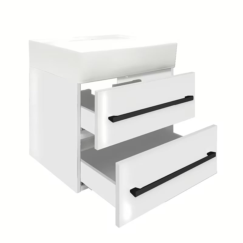 Viseća kupaonski ormarić SAT Cube Way s keramičkim umivaonikom u bijelom sjaju 60x46x53 cm