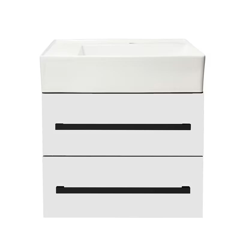 Viseća kupaonski ormarić SAT Cube Way s keramičkim umivaonikom u bijelom sjaju 60x46x53 cm