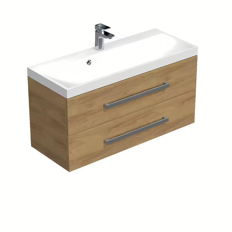 Viseća kupaonski ormarić s umivaonikom SAT Cube Way u dekoru hrasta hickory