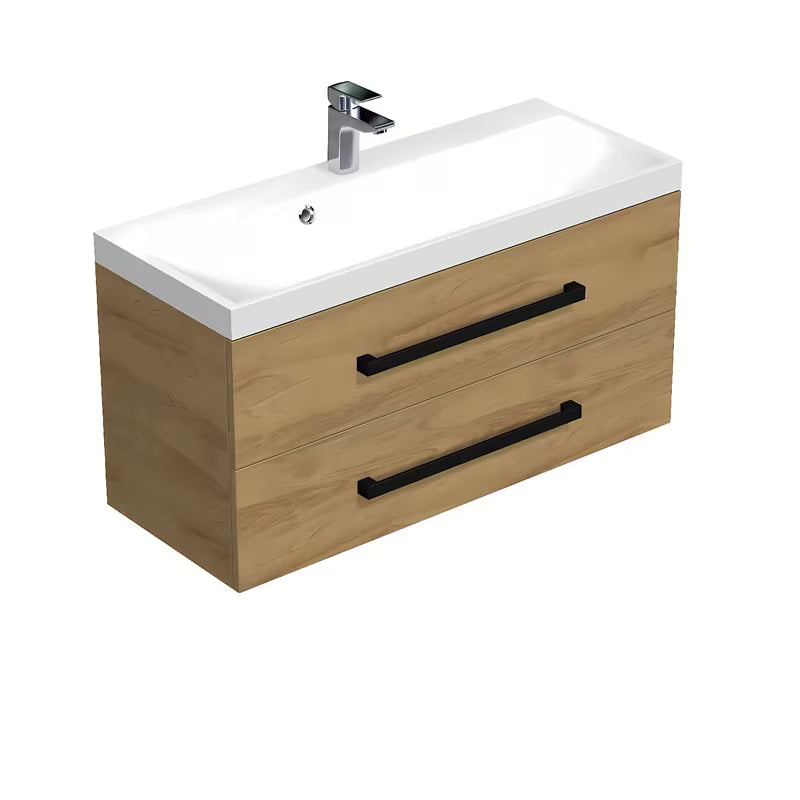 Viseća kupaonski ormarić s umivaonikom SAT Cube Way u dekoru hrasta hickory