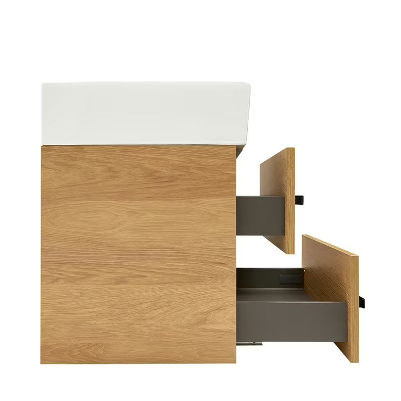 Viseća kupaonski ormarić s keramičkim umivaonikom SAT Cube Way 60x46 cm u dekoru hrasta hickory