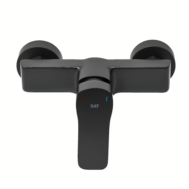 Jednoručna Baterija zidna miješalica za tuš SAT Cube Way u mat crnoj boji bez tuš seta.