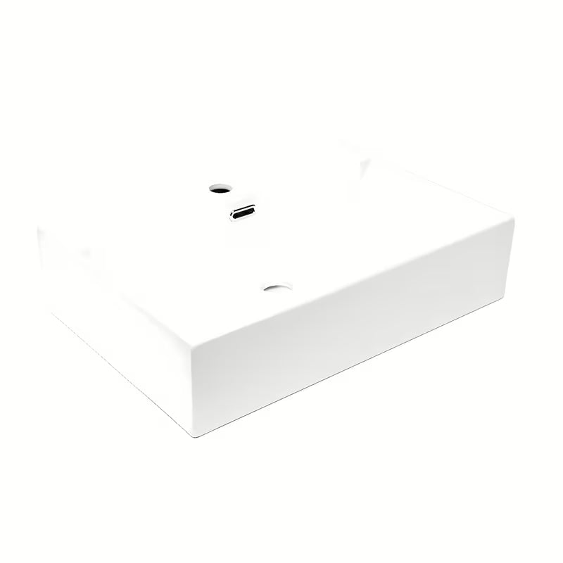 Bijeli keramički viseći umivaonik SAT Cube Way 60x42 cm s otvorom pro slavinu u sredini