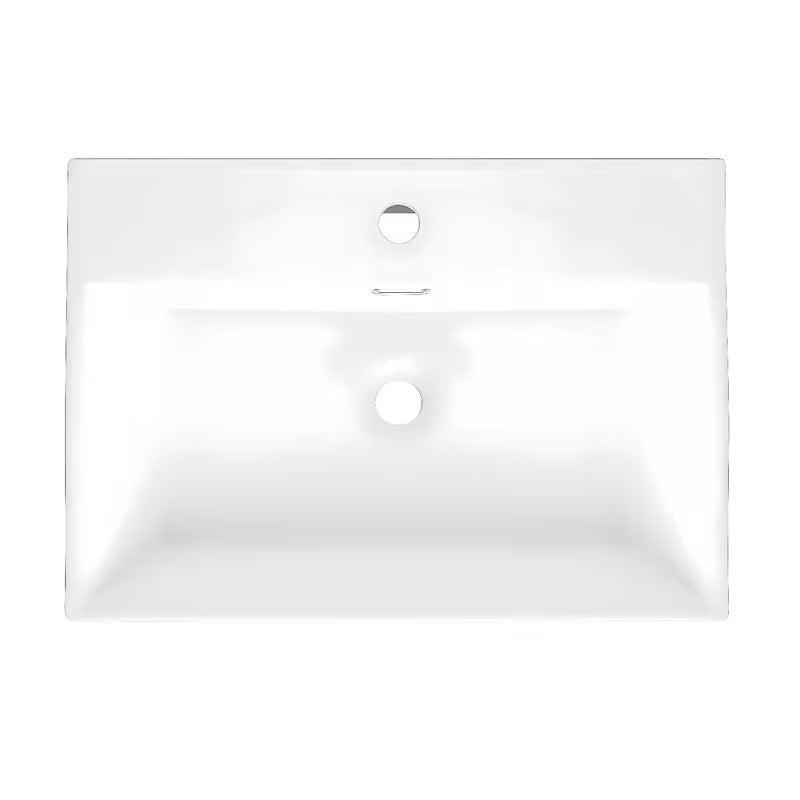 Bijeli keramički viseći umivaonik SAT Cube Way 60x42 cm s otvorom pro slavinu u sredini