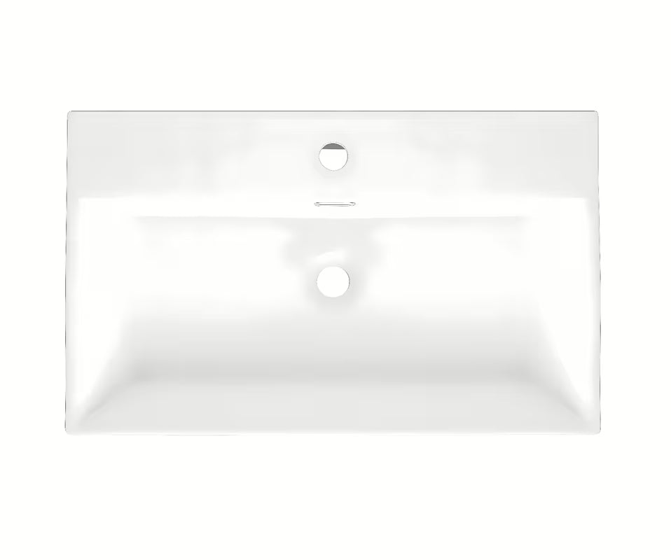 Bijeli keramički viseći umivaonik SAT Cube Way 75x42 cm s preljevom i otvorom pro slavinu