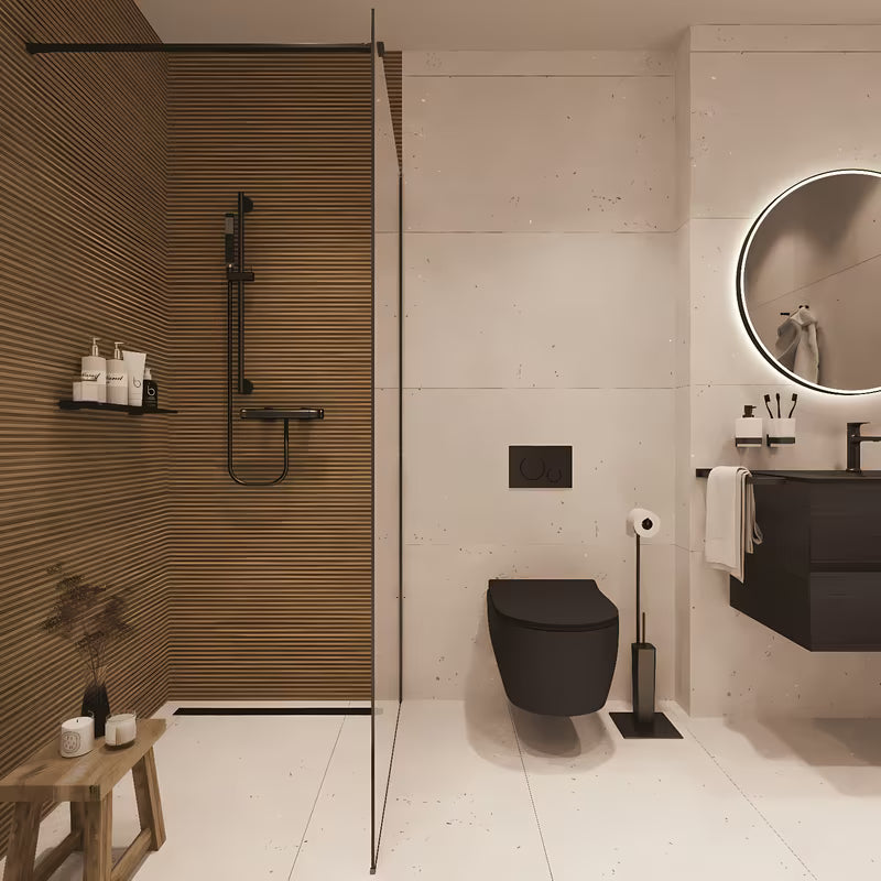 Termostatska miješalica za tuš SAT Dark u mat crnoj boji pro za zidnu montažu