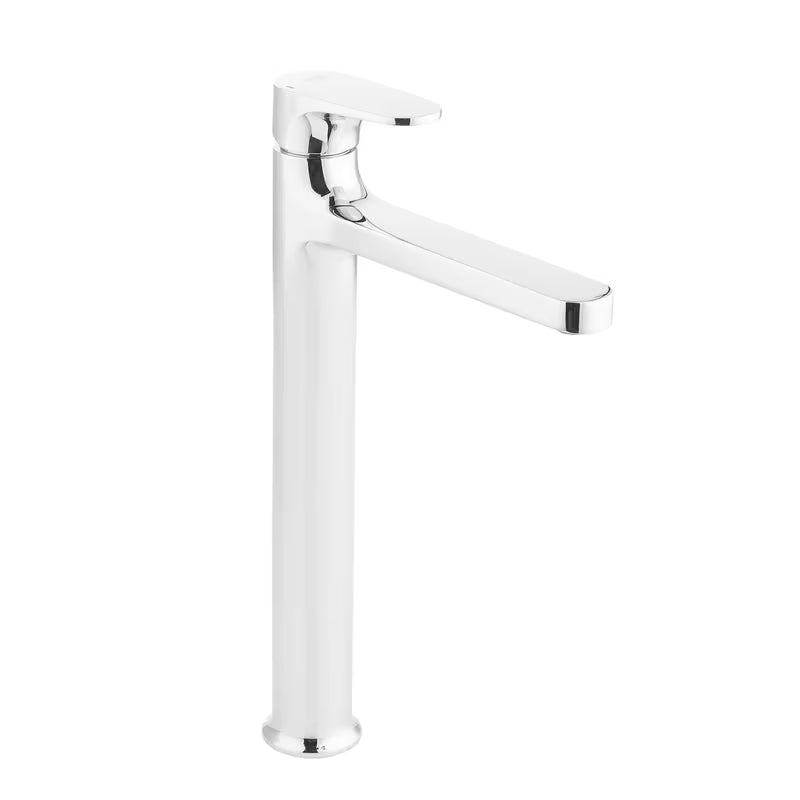 Visoka jednoručna baterija miješalica za umivaonik SAT Dark u krom izvedbi bez odvoda.