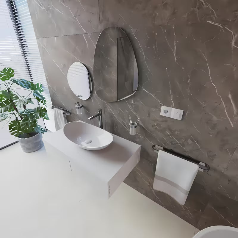 Visoka miješalica za Umivaonik SAT Dark u obradi PVD Gun Metal s ručicom bez odvoda.