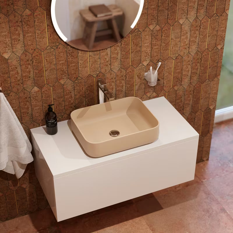 Visoka stojeća miješalica za umivaonik SAT Elements u izvedbi bijela/krom bez odvoda.