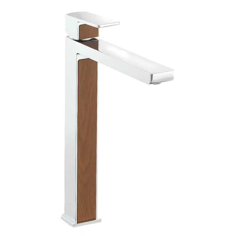 Visoka jednoručna baterija miješalica za umivaonik SAT Elements u dekoru drva, stojeća, bez odvoda.