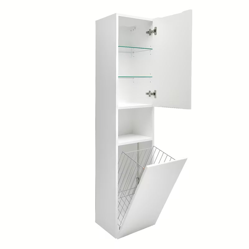 Visoka viseća kupaonski ormarić SAT Evolution u mat bijeloj izvedbi s okomitim utorima