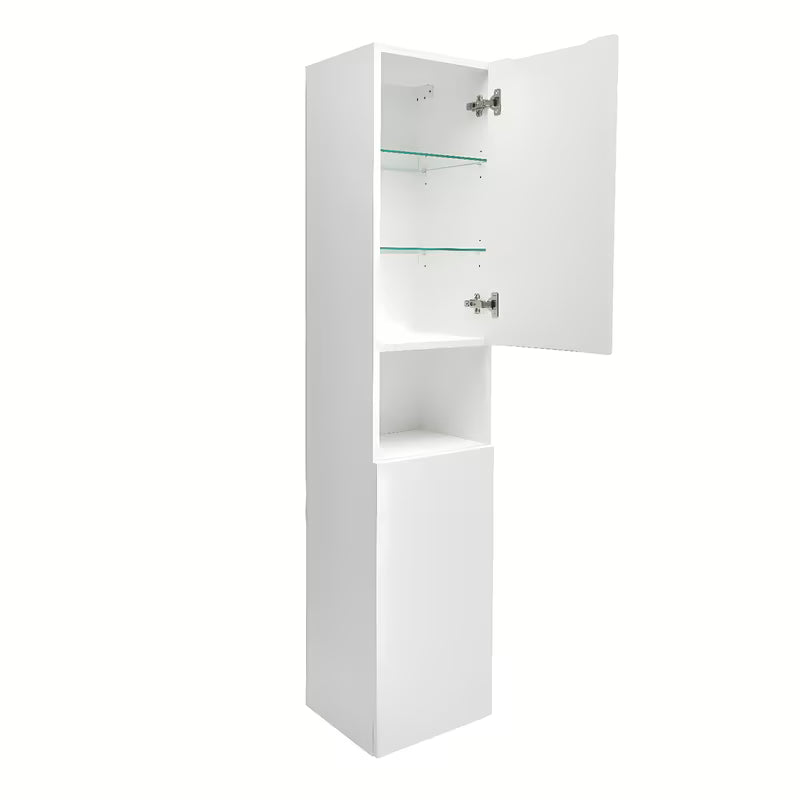 Visoka viseća kupaonski ormarić SAT Evolution u mat bijeloj izvedbi s okomitim utorima
