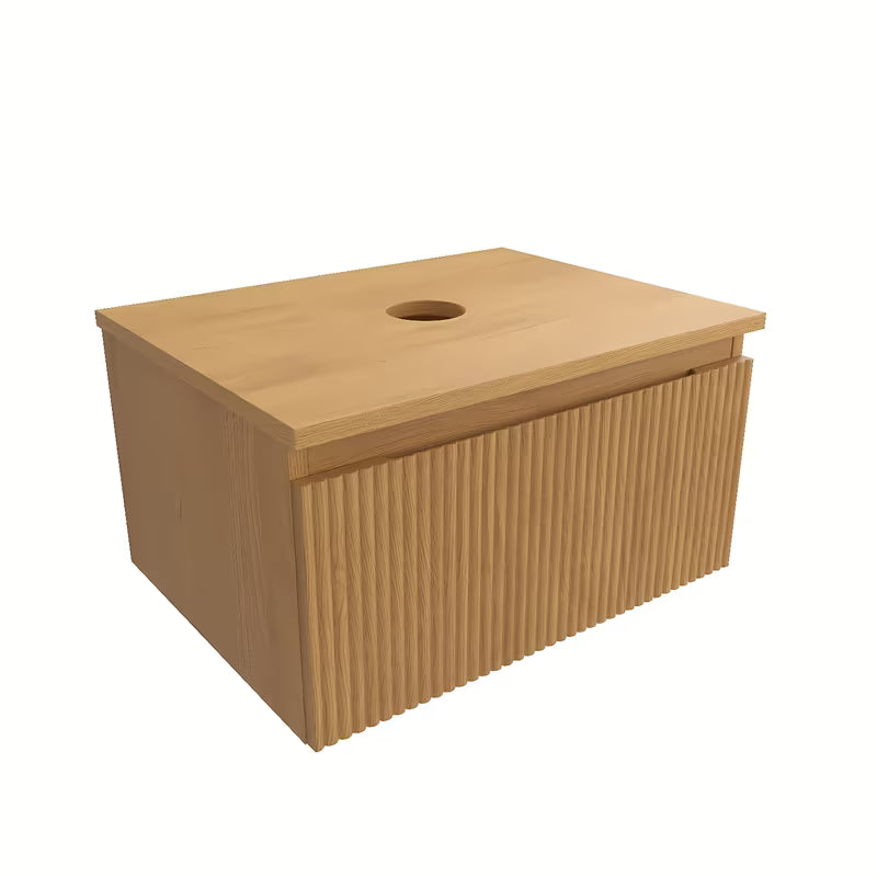 Viseća kupaonski ormarić SAT Evolution s pokrovnom pločom u dekoru medni hrast s mat površinom