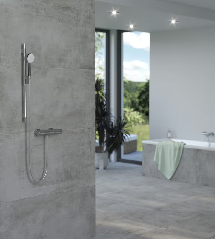 Kromirana zidna jednoručna baterija miješalica za tuš SAT Evolution s tuš setom