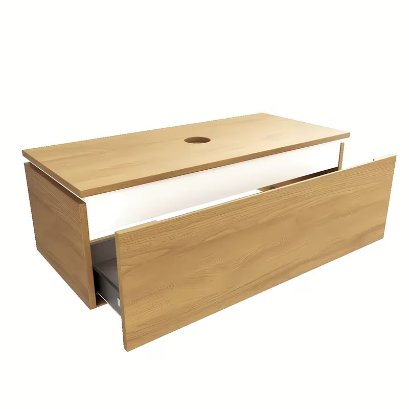 Viseća kupaonski ormarić SAT Feel s pokrovnom pločom u dekoru medni hrast