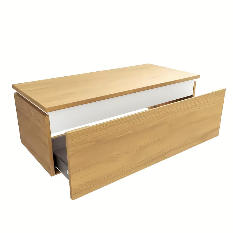 Viseća kupaonski ormarić SAT Feel s pokrovnom pločom u dekoru medni hrast i s mat površinom