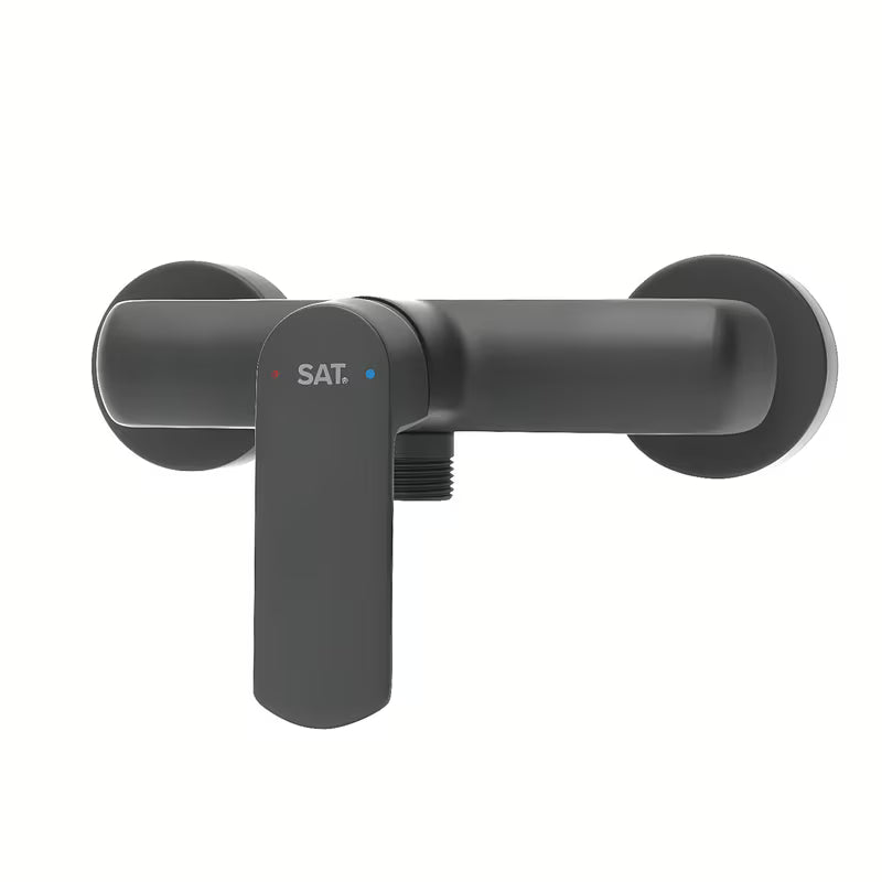 Zidna jednoručna baterija miješalica za tuš SAT Feel u mat crnoj boji bez tuš seta.