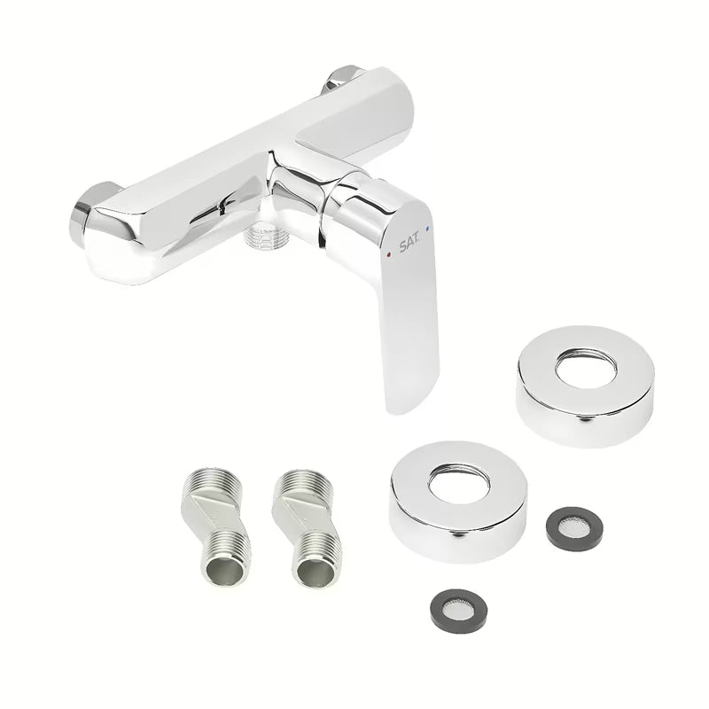 Zidna jednoručna baterija miješalica za tuš SAT Feel u kromiranoj izvedbi bez tuš seta.