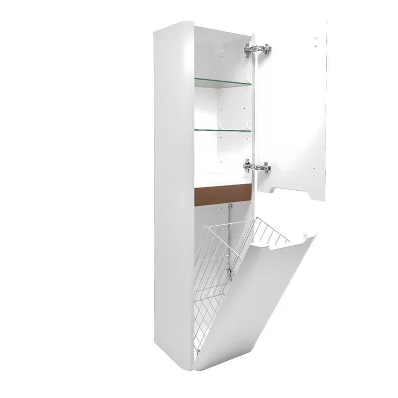 Bijeli mat visoka viseća kupaonski ormarić SAT Fusion 40x149x33 cm sa zaobljenim rubovima