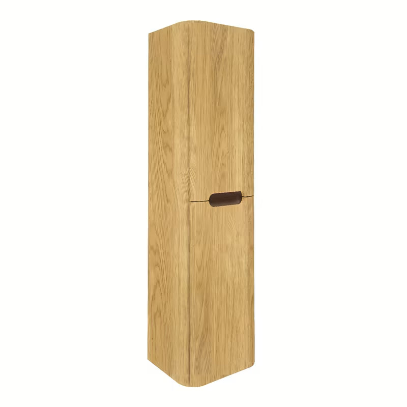 Visoka viseća kupaonski ormarić SAT Fusion 40x149x33 cm u dekoru medenog hrasta sa staklenim policama