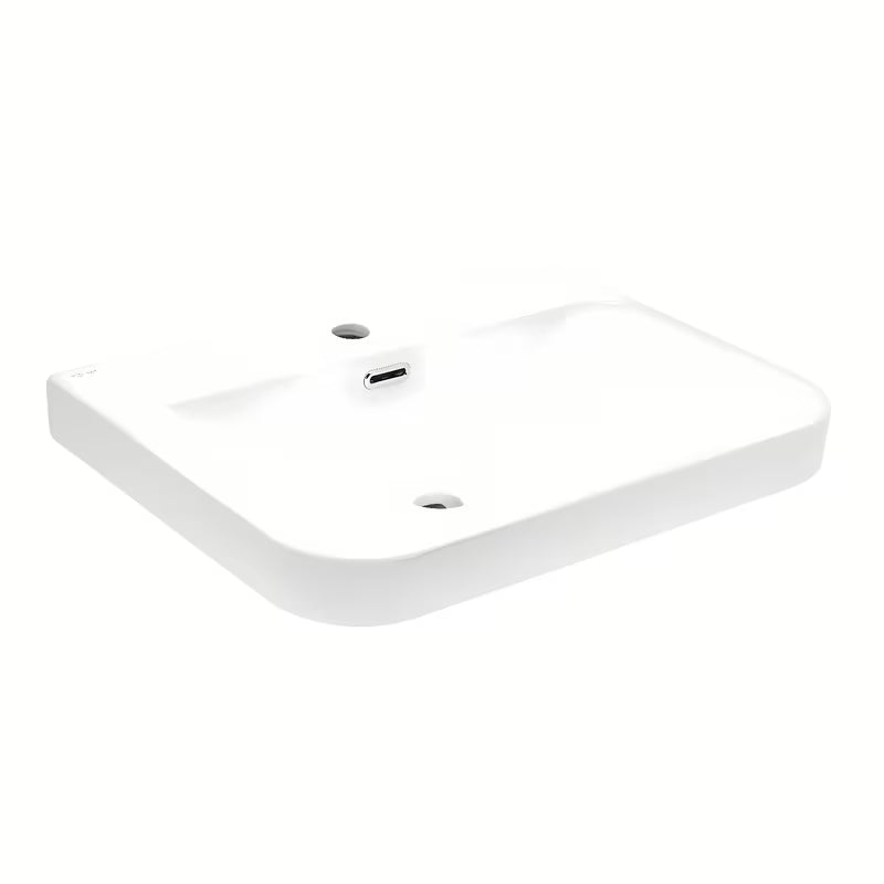 Bijeli keramički umivaonik za kupaonski ormarić SAT Fusion 60,5x46,3 cm s otvorom pro slavinu u sredini